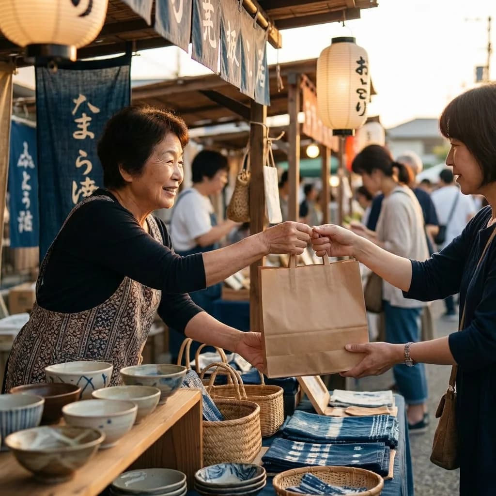 マルシェ出店者の接客風景